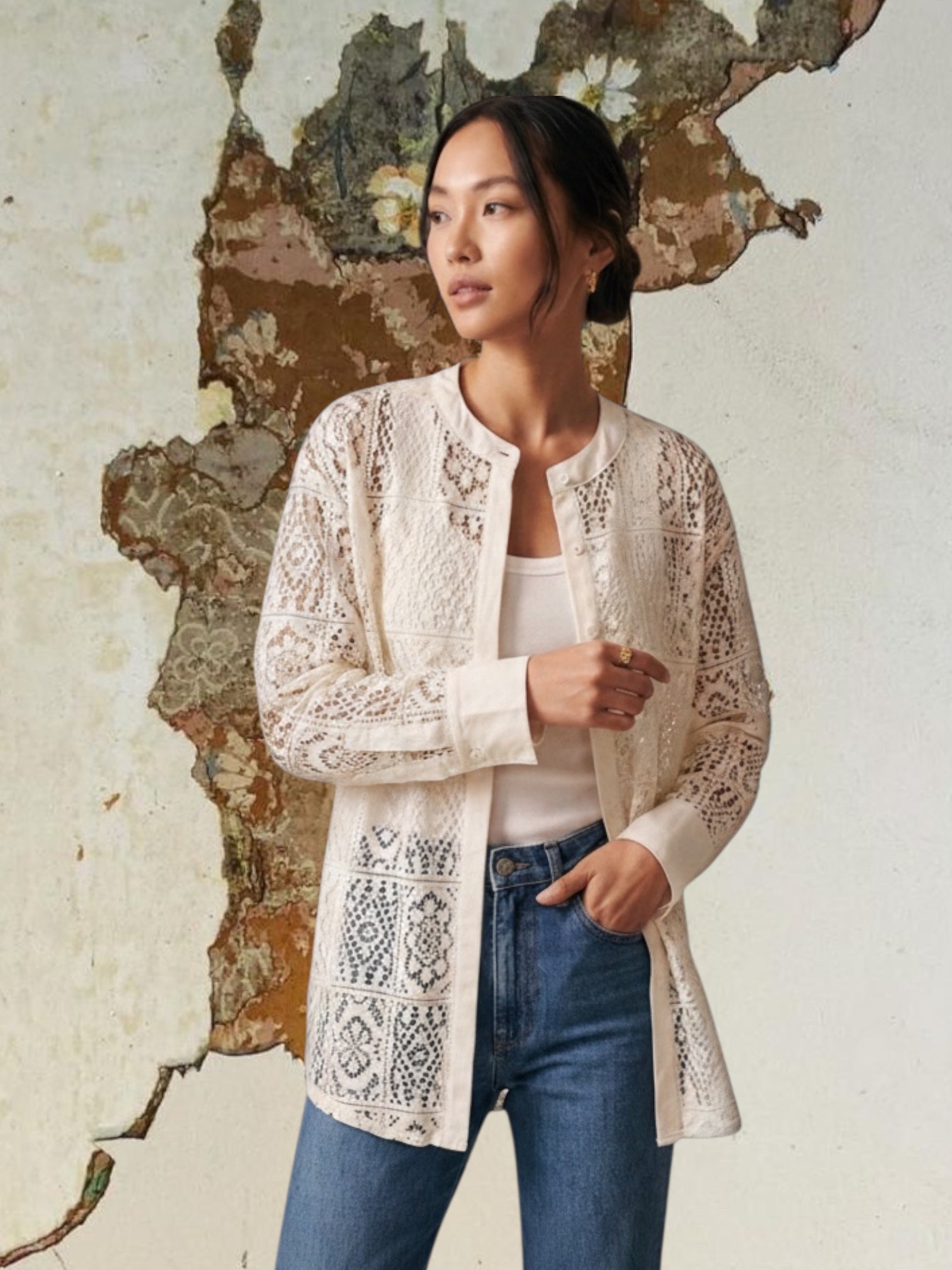 mandara lace tunic blouse